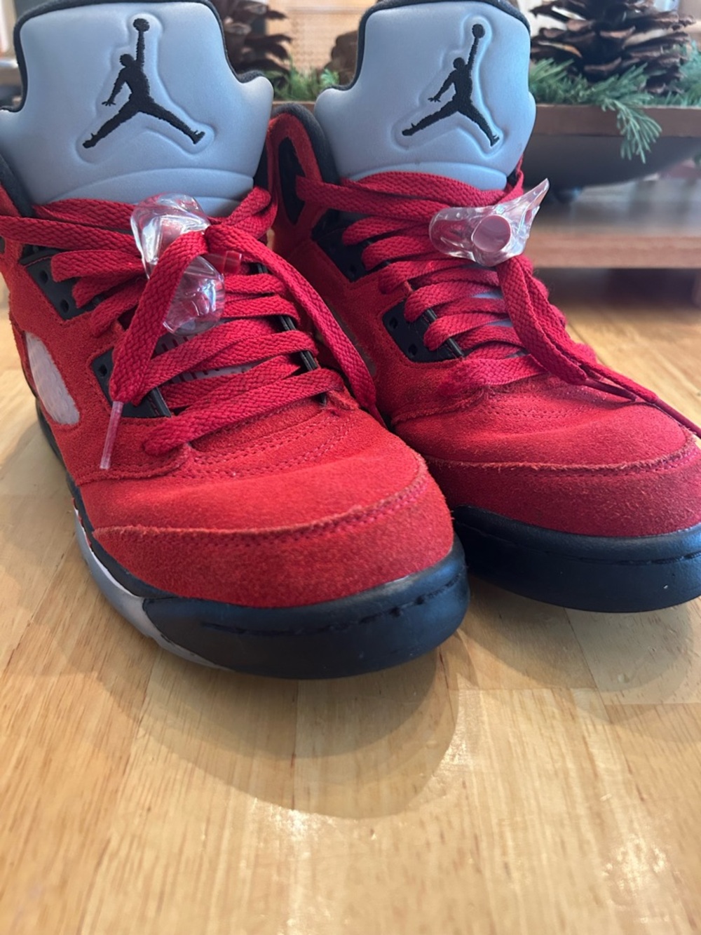 Jordan Raging Bull Red Suede Sneakers with Black Accents
